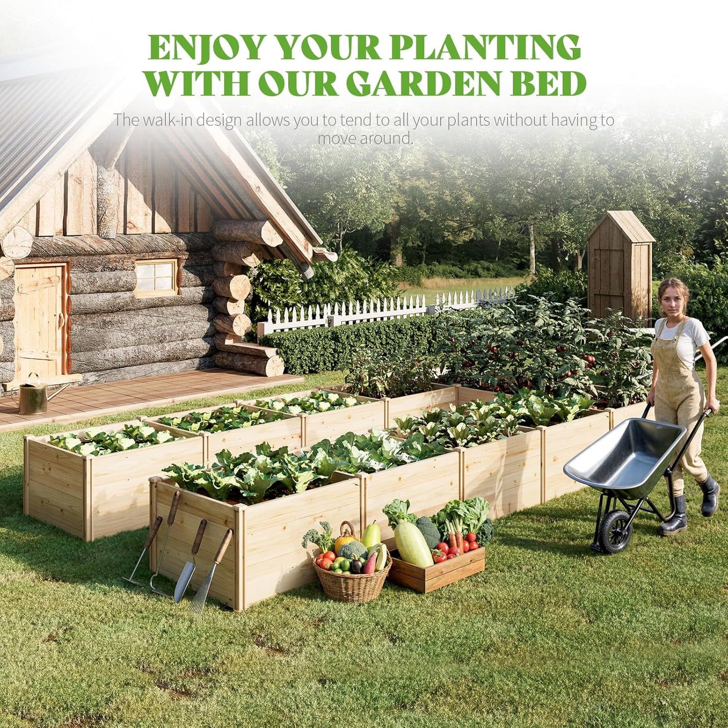 Jocisland Wooden Raised Garden Bed for Outdoor, Deep Large Planter Box for Gardening, Vegetables, Flowers, Herbs8°6°2FT