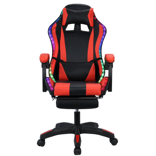WETS Gaming Chair with Bluetooth Speakers Office Chair with Footrest and LED Lights Ergonomic Gaming Chairs High Back with Headrest Adjustable Swivel for Home Office,397lb