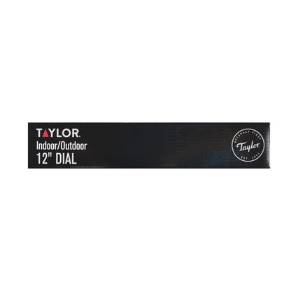 Taylor 12-inch Round Metal Dial Clock in White and Black