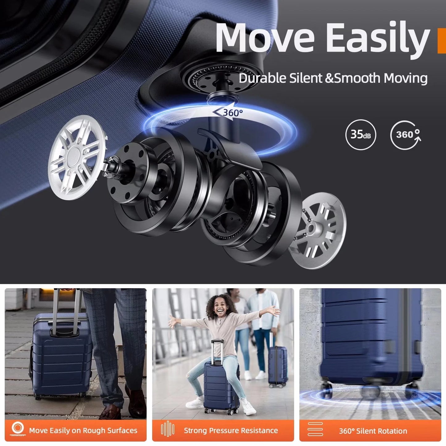 SHOWKOO 20" Carry-on Durable PC+ABS Hardside Luggage with Spinner Wheels TSA Lock (Blue)