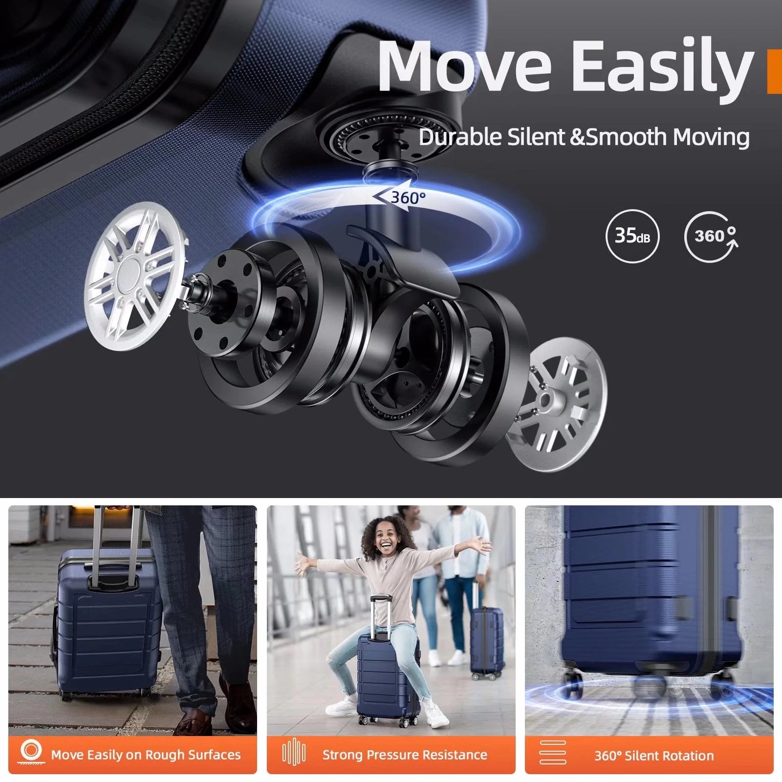 SHOWKOO 20" Carry-on Durable PC+ABS Hardside Luggage with Spinner Wheels TSA Lock (Blue)
