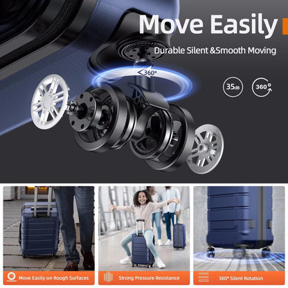 SHOWKOO 20" Carry-on Durable PC+ABS Hardside Luggage with Spinner Wheels TSA Lock (Blue)