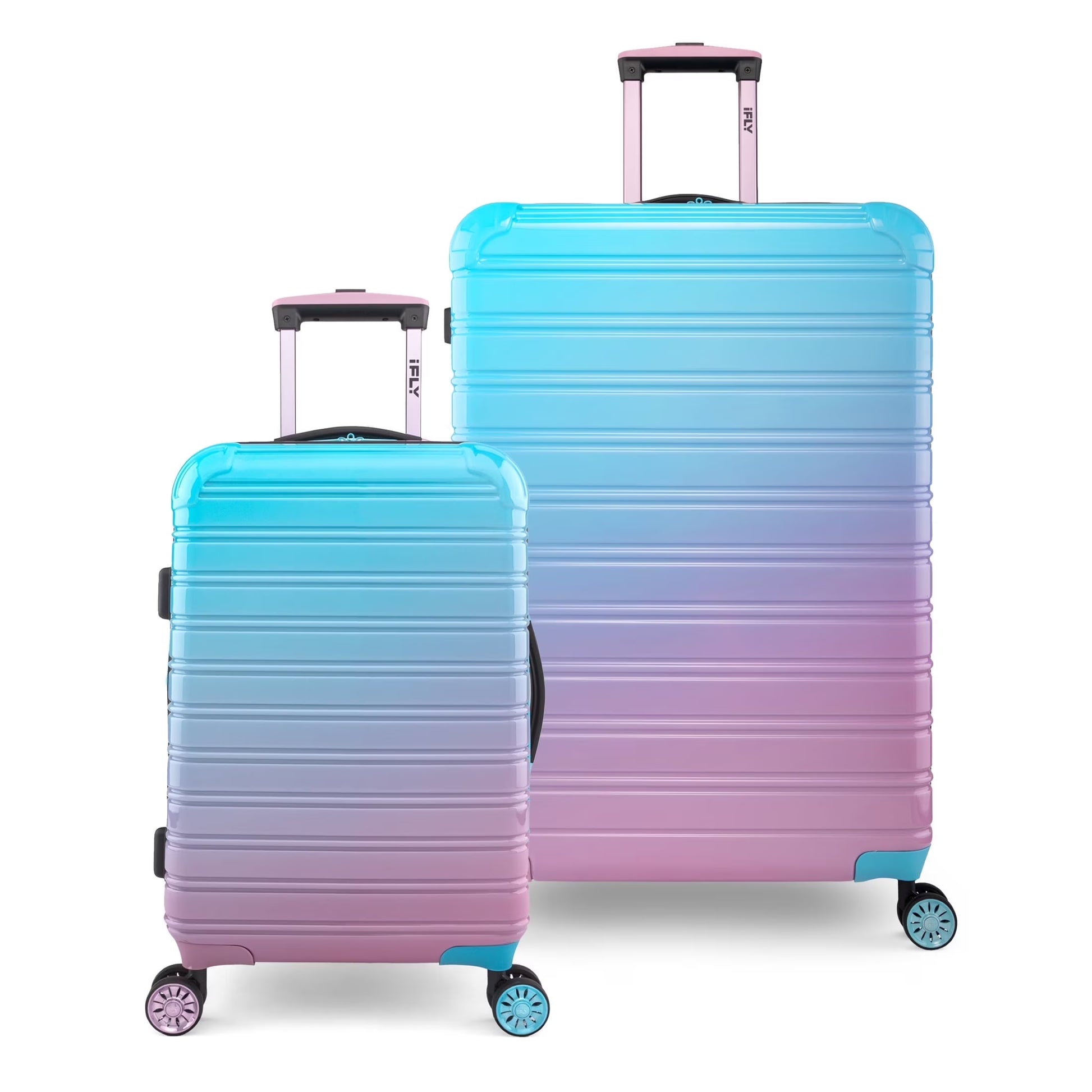 iFLY Hardside Fibertech 3.0 2 Piece Set, 20" Carry-on and 28" Checked Luggage, Gadget Gray