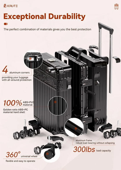 Luggage Sets Aluminum Frame PC ABS Hardshell with TSA Lock Spinner Wheels Zipperless 2 Piece 20 28 Inch Black