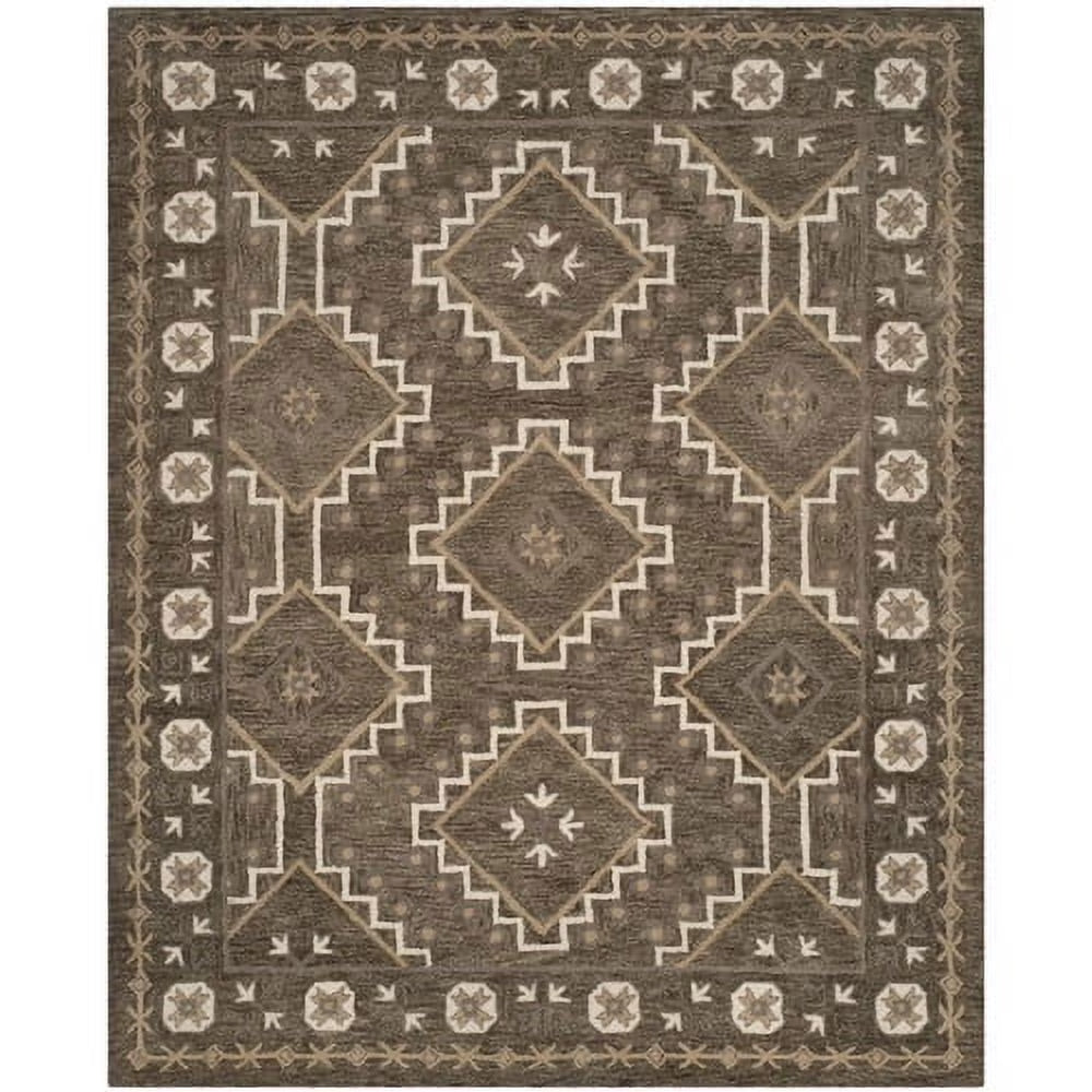SAFAVIEH Bella Vana Medallion Geometric Wool Area Rug, Brown/Taupe, 4' x 6'