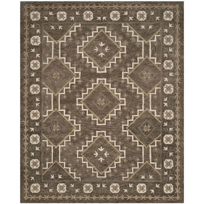 SAFAVIEH Bella Vana Medallion Geometric Wool Area Rug, Brown/Taupe, 4' x 6'
