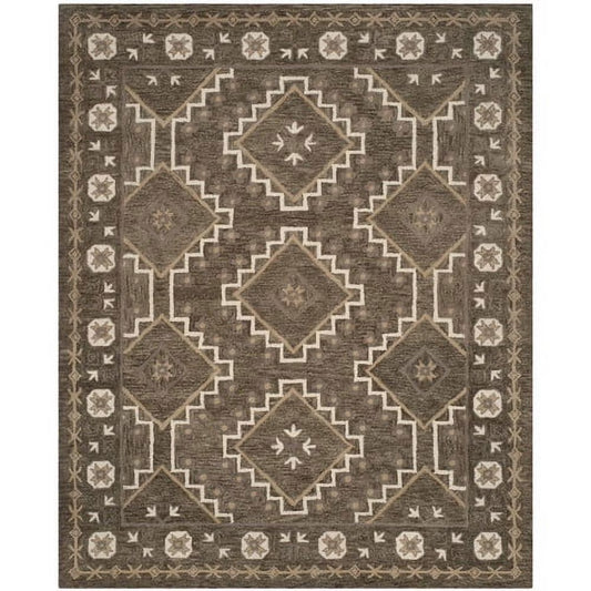 SAFAVIEH Bella Vana Medallion Geometric Wool Area Rug, Brown/Taupe, 4' x 6'