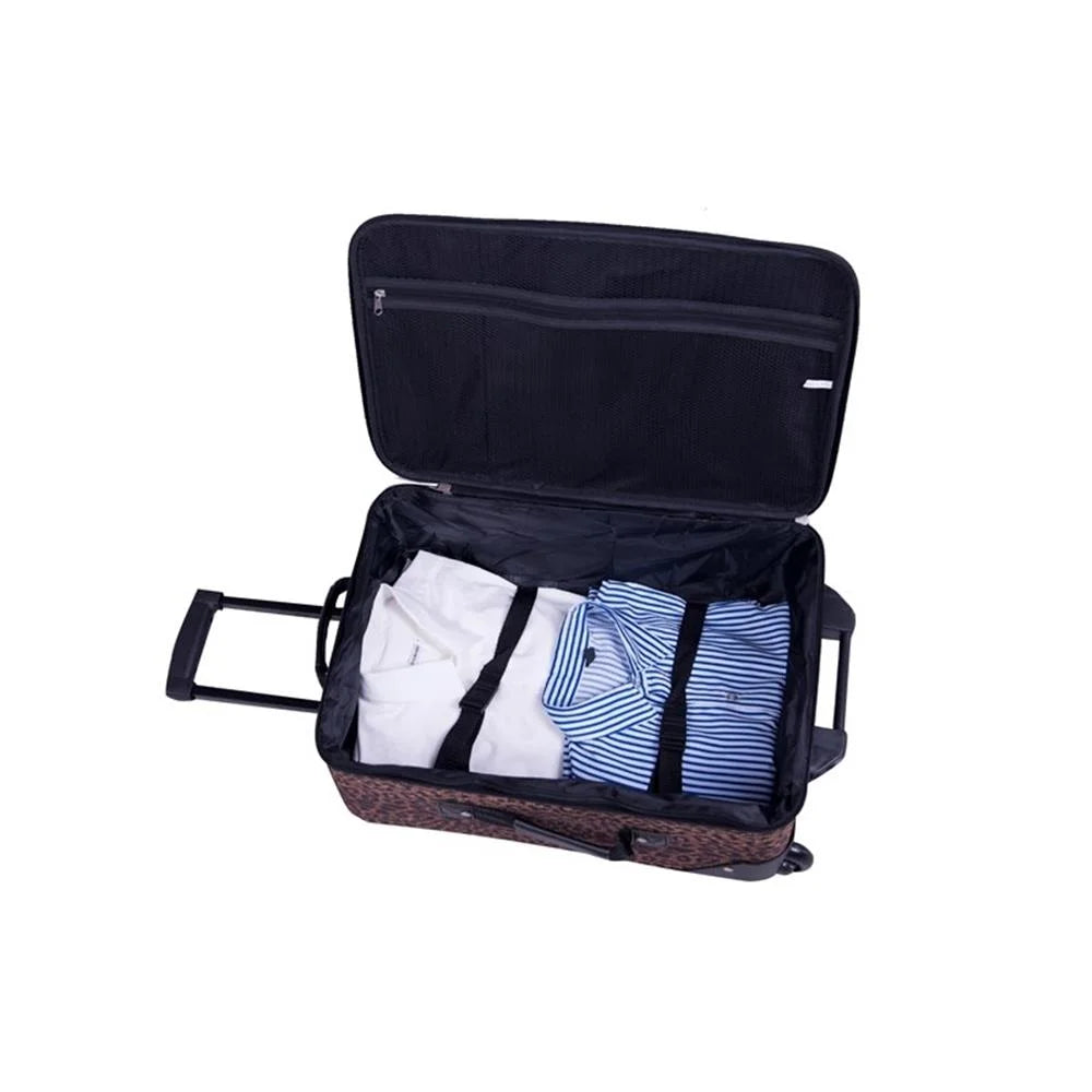 Pemberly Row Traditional Polyester 5-Piece Luggage Set in Leopard
