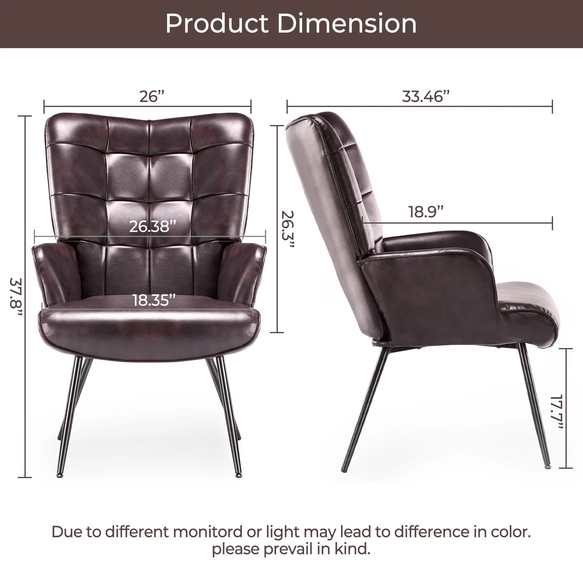 Unikome Livingroom Chair Modern Accent Chair, Faux Leather Wingback Accent Chair PU Leather Accent Chair for Home Office/Living Room/Bedroom, Maroon
