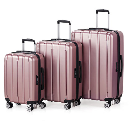 UBesGoo 3 Piece Hardshell Luggage Set, ABS Hardside Lightweight Trolley Carry On Suitcase with TSA Lock Spinner Wheels, Dark Gray