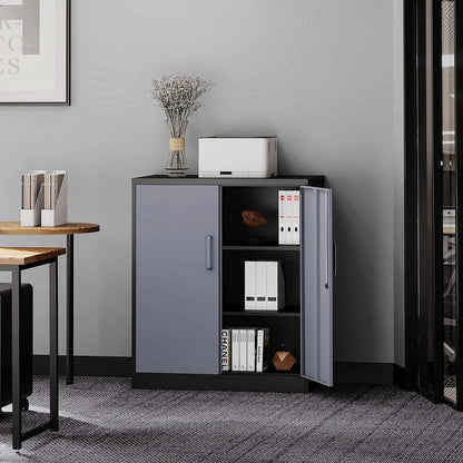 Fesbos Metal Storage Cabinet, Base Cabinets 2 Door, Steel Storage Cabinets with Locking Doors and Shelves for Garage, Kithen, Home Office and Classroom