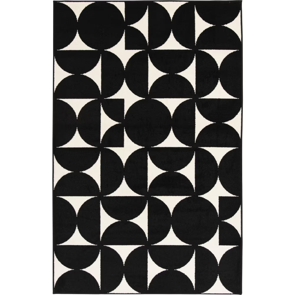 Loomaknoti Terrace Tropic Sevella 5' x 7' Geometric Indoor/Outdoor Area Rug , Black/White