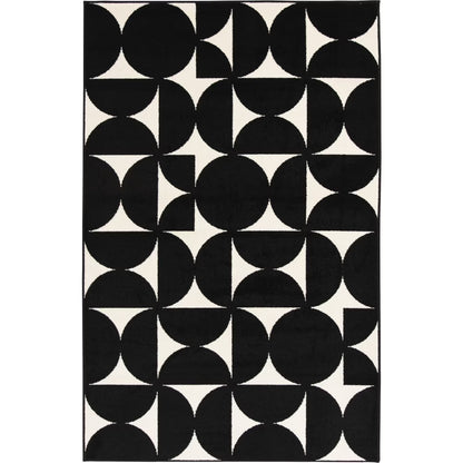 Loomaknoti Terrace Tropic Sevella 5' x 7' Geometric Indoor/Outdoor Area Rug , Black/White