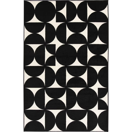 Loomaknoti Terrace Tropic Sevella 5' x 7' Geometric Indoor/Outdoor Area Rug , Black/White
