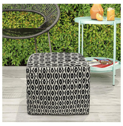 Exlonjet Margo 20 Inch Boho Round Pouf in Multi Color Braided Jute, For the Living Room, Bedroom and