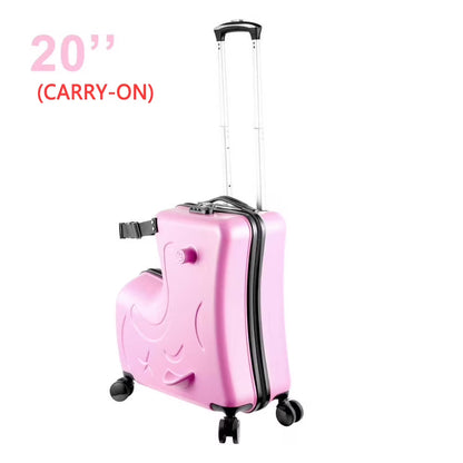 Goxfaca Kids Luggage, Kids Ride-on Luggage with Spinner Wheels Suitcase, Kid's Ride-On Suitcase Help Your Child Relax, Carry On Trolley Luggage with Password Lock, 20"