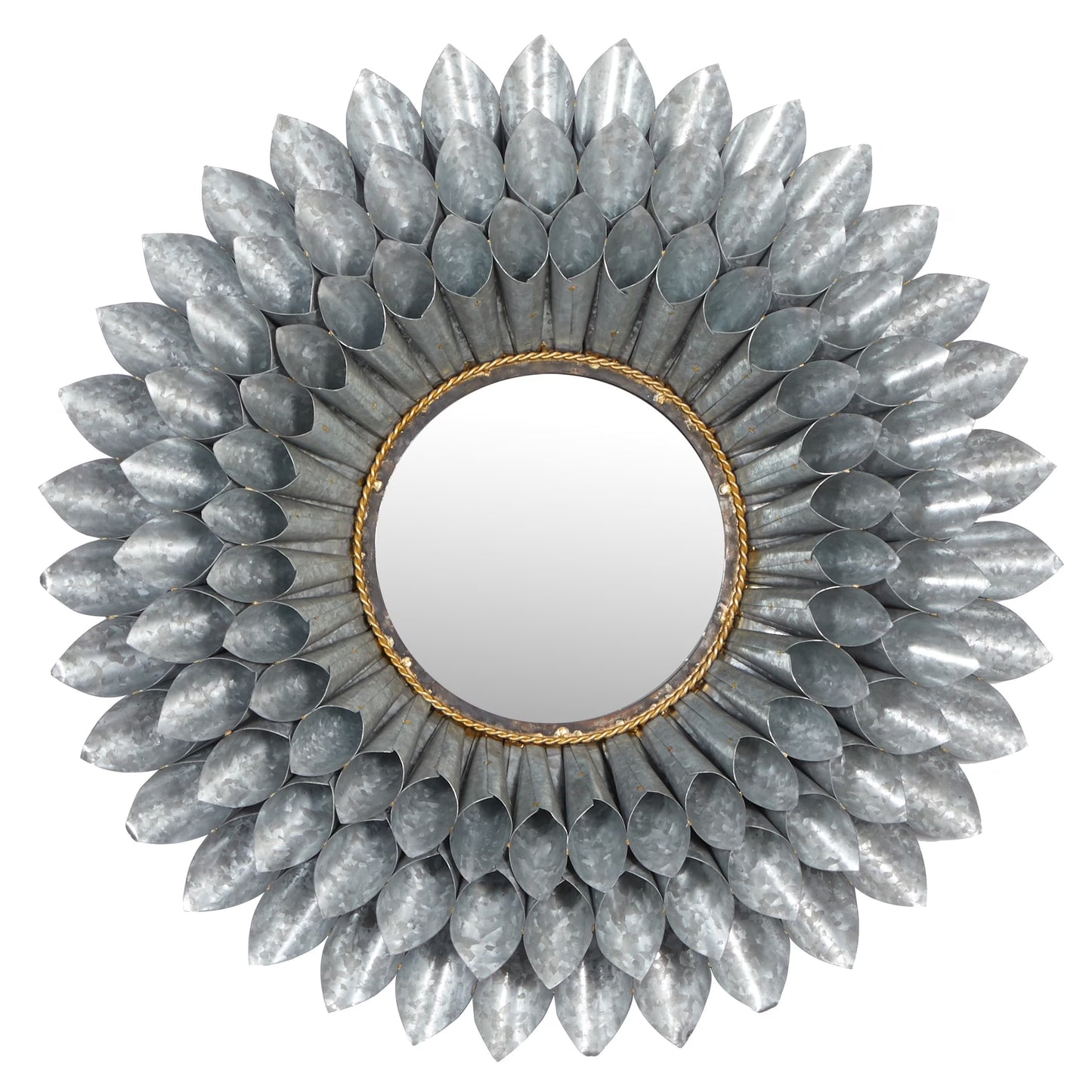DecMode 32"W, 32"H Round Wall Mirror, Grey
