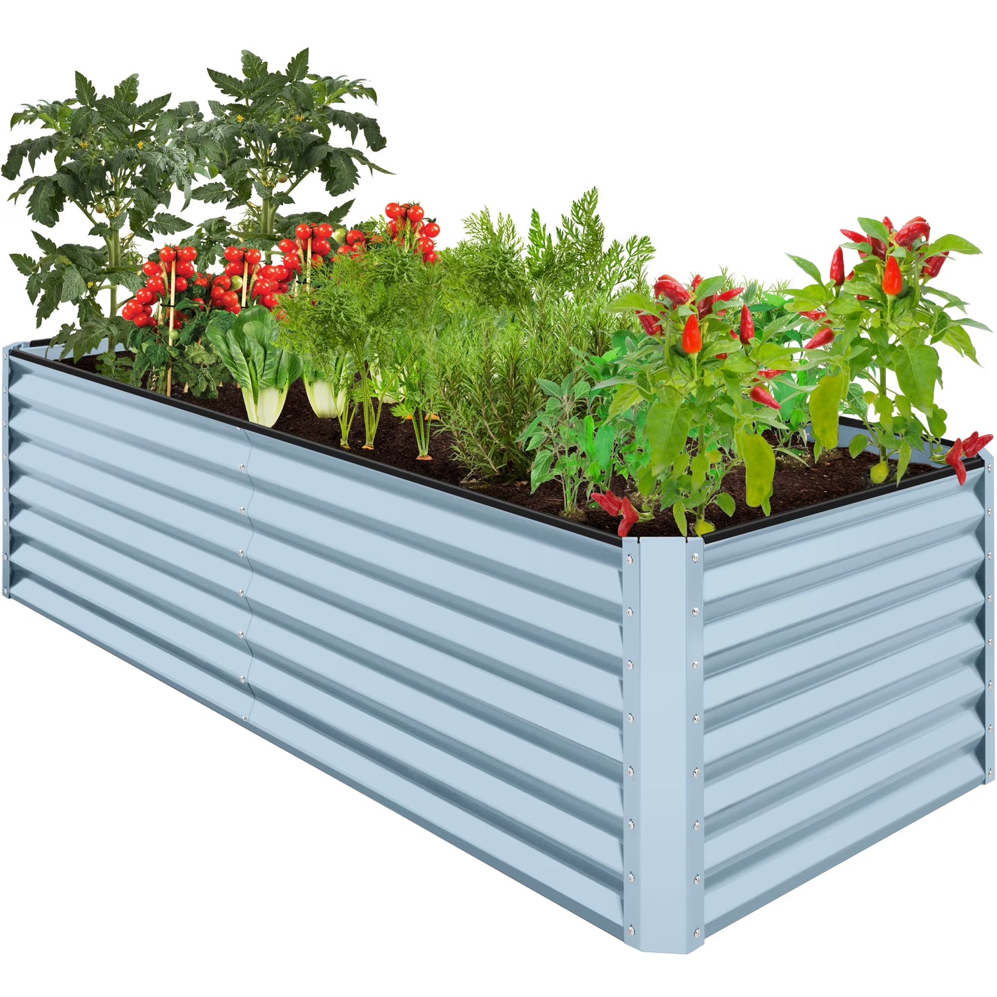 Best Choice Products 8x4x2ft Outdoor Metal Raised Garden Bed, Planter Box for Vegetables, Flowers, Herbs - Gray