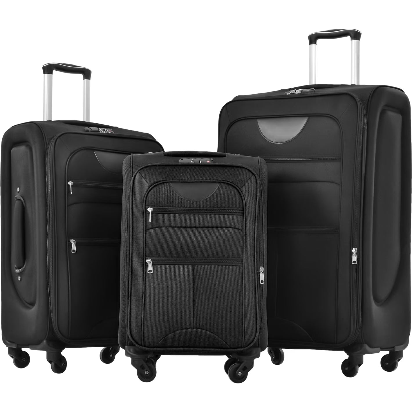 Expandable Softside Luggage Sets 3 Piece,Upright Spinner Suitcases with Wheels,Lightweight Carry on Luggage Travel Set,Green