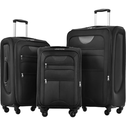 Expandable Softside Luggage Sets 3 Piece,Upright Spinner Suitcases with Wheels,Lightweight Carry on Luggage Travel Set,Green