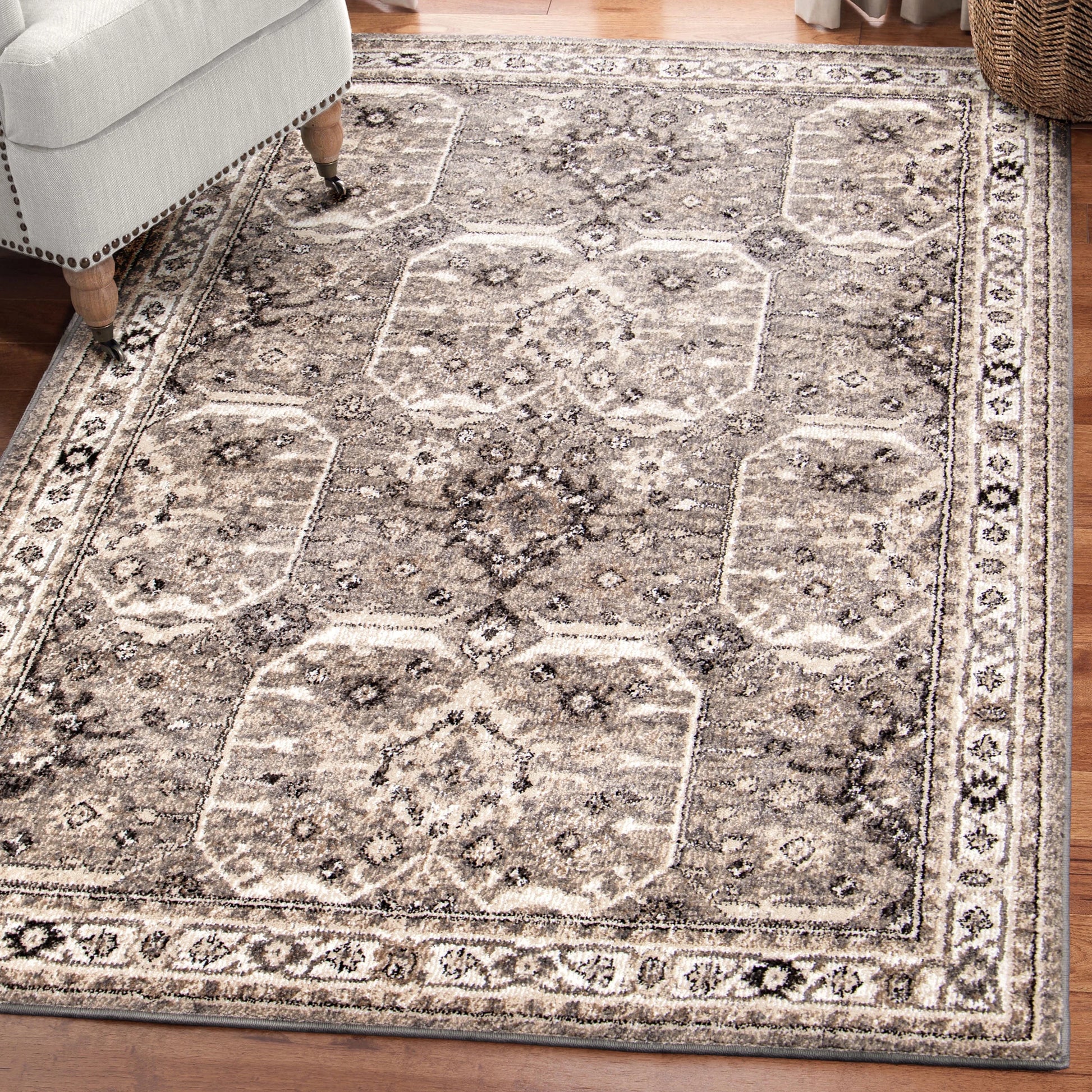 My Texas House Preston 9' X 12' Gray Floral Area Rug
