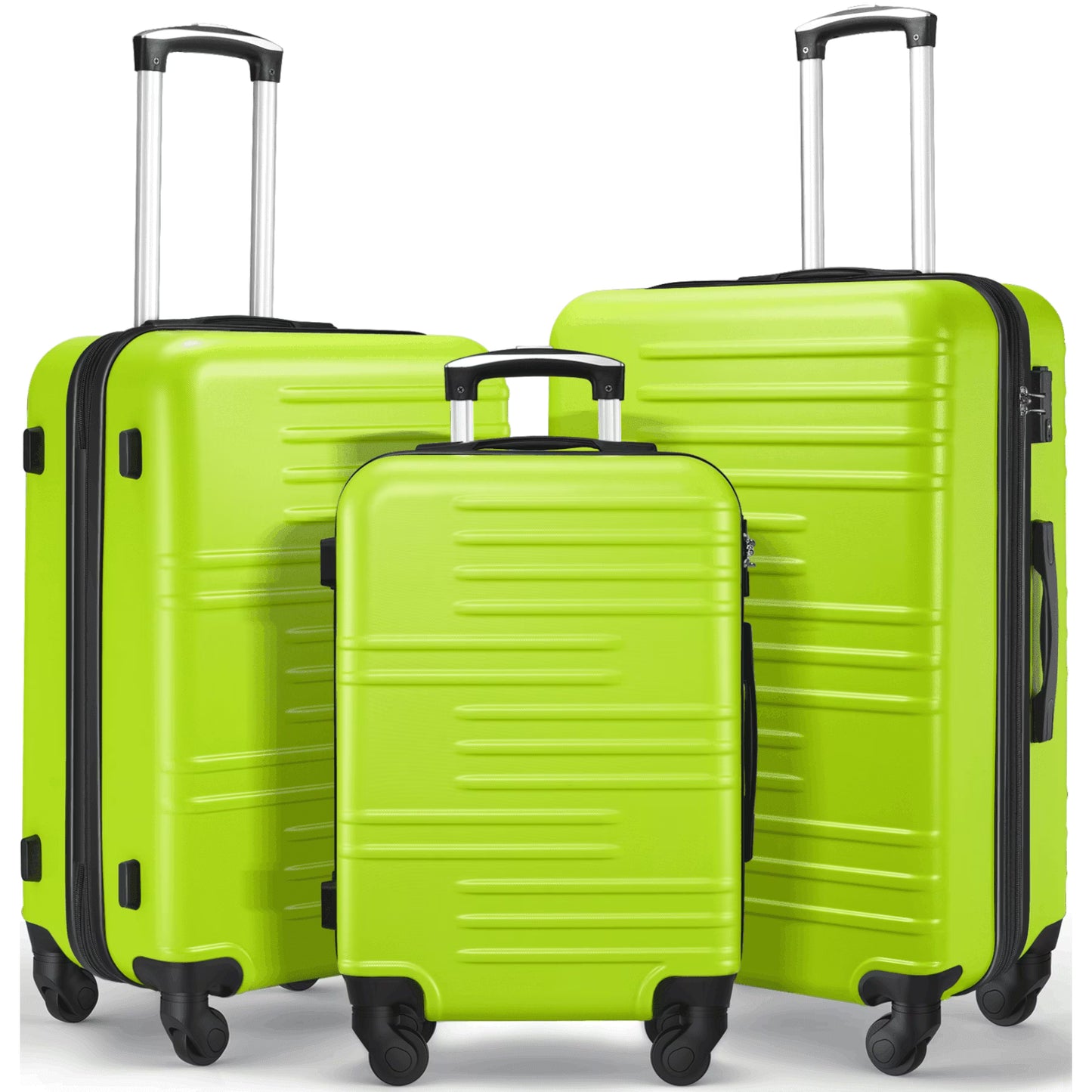 3 Piece Luggage Sets Hard Shell Suitcase Set with Spinner Wheels for Travel Trips Business 20" 24" 28", Rose Gold