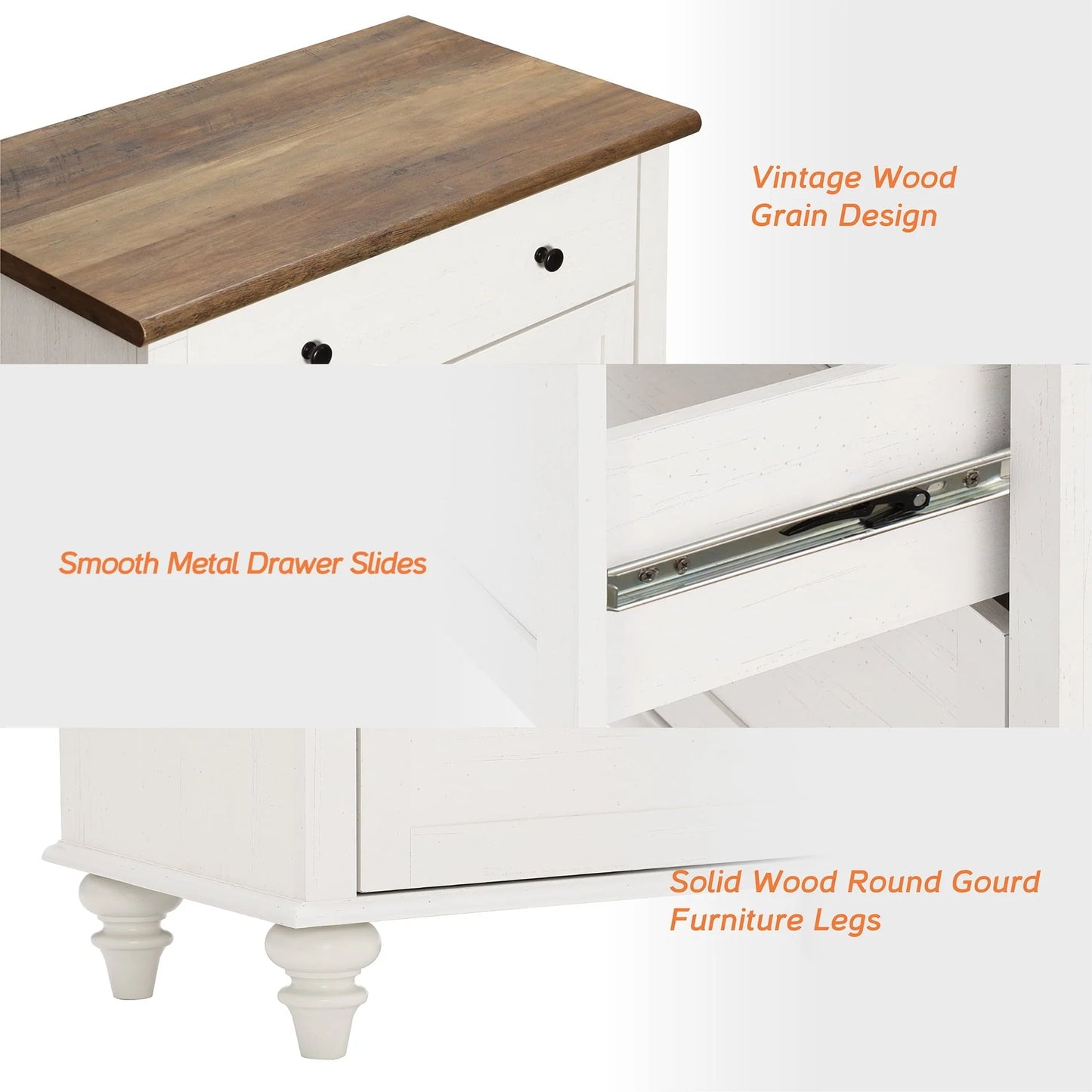 3 Drawer Dresser for Bedroom, White Baby Dressers Wood Mid Century Modern Closet Storage Organizer for Living Room, Nursery, Kids Room