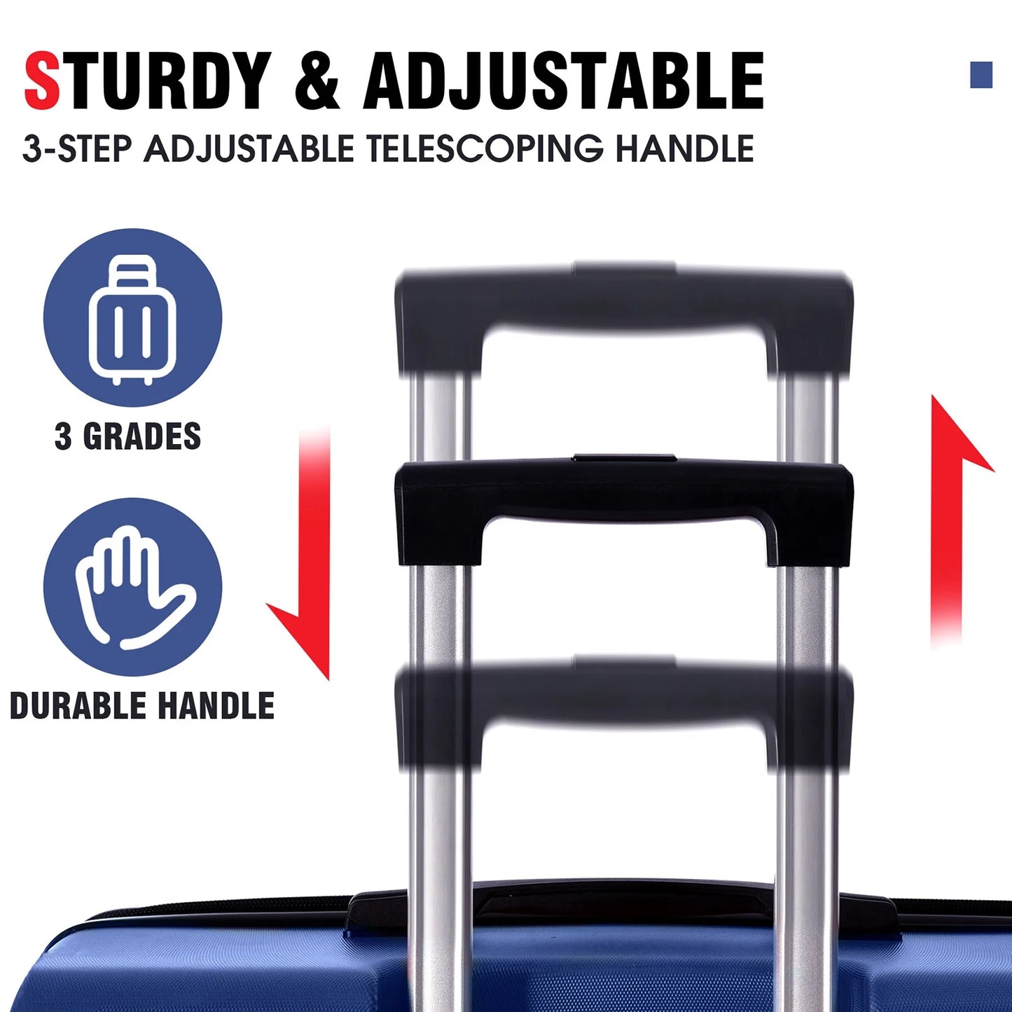 EUROCO 3 Piece Luggage Set, Expandable Hardshell Suitcase with TSA Lock and Double Spinner Wheels,ABS Lightweight Durable Travel luggage Set(20"/24"/28"),Blue
