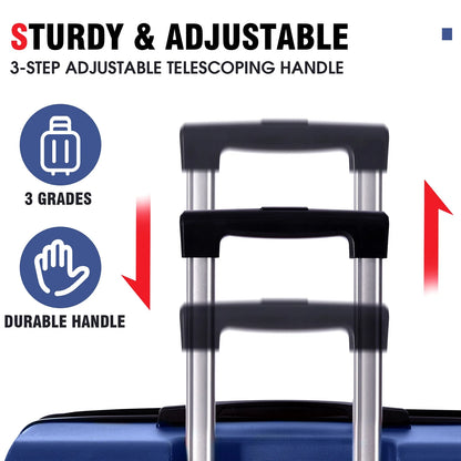 EUROCO 3 Piece Luggage Set, Expandable Hardshell Suitcase with TSA Lock and Double Spinner Wheels,ABS Lightweight Durable Travel luggage Set(20"/24"/28"),Blue