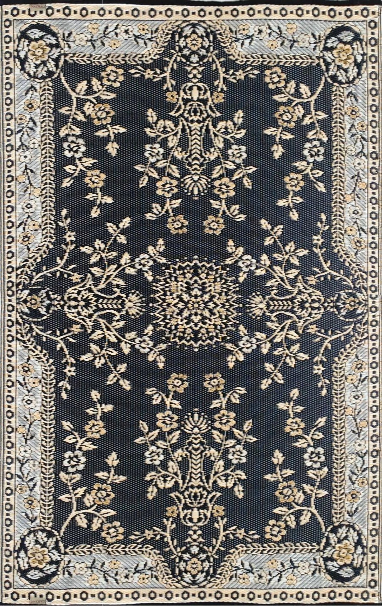 Mad Mats Garland Traditional Outdoor Rug, Reversible Plastic Mat (5' x 8', Black & Tan) - Reversible, UV Resistant, 100% Recycled Material