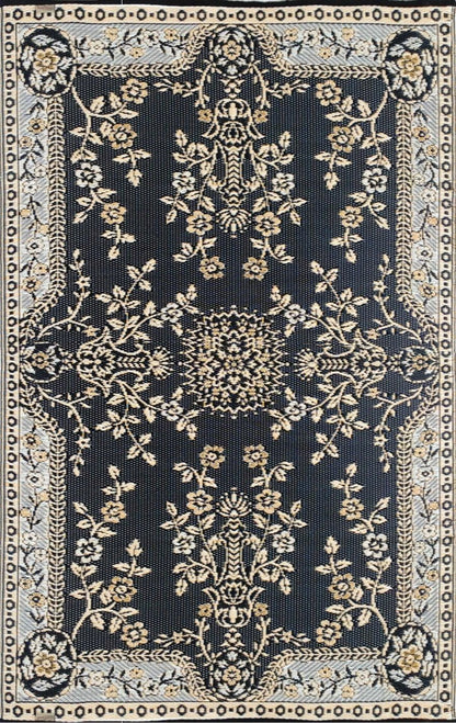 Mad Mats Garland Traditional Outdoor Rug, Reversible Plastic Mat (5' x 8', Black & Tan) - Reversible, UV Resistant, 100% Recycled Material
