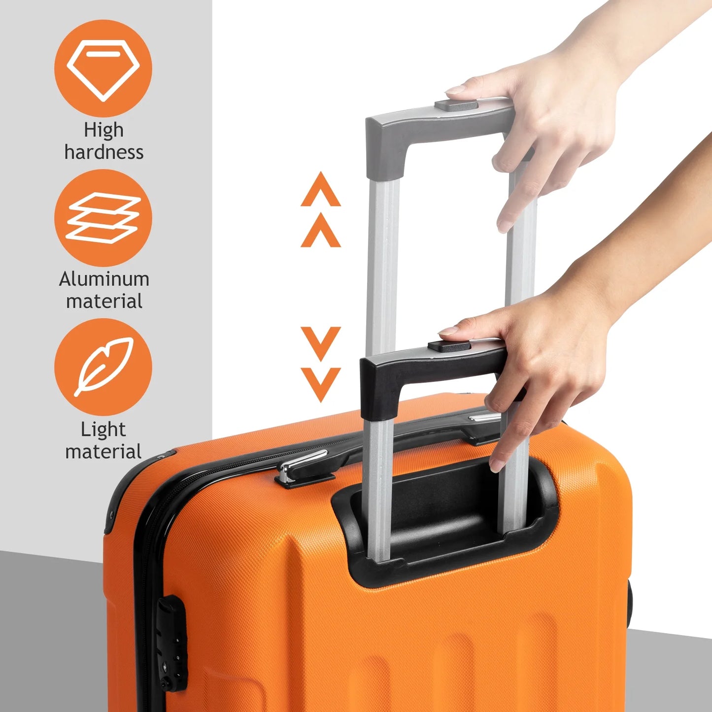 Zimtown 1 x 20 inch 3-Piece Nested Spinner Suitcase Luggage Set, Orange