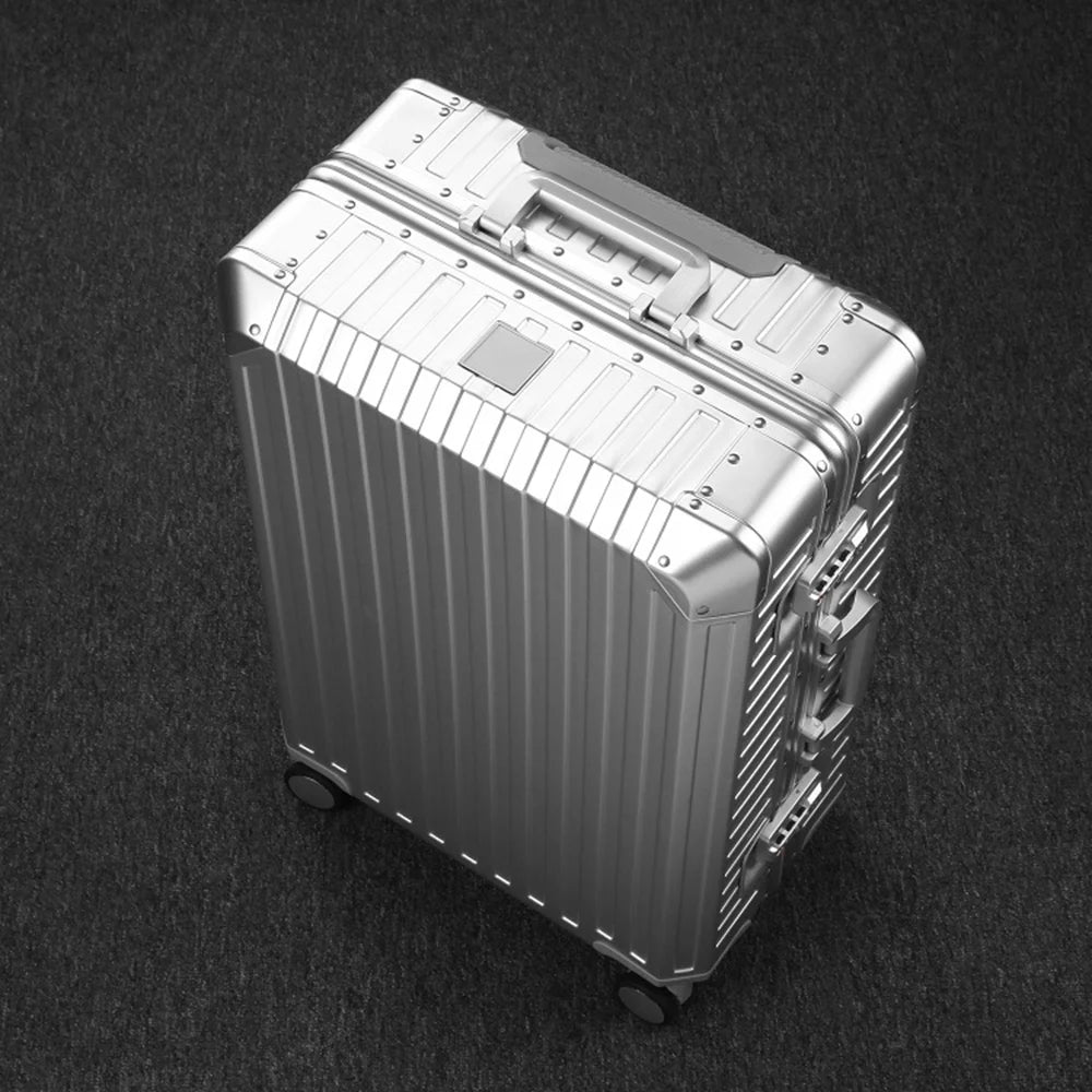All Aluminum Magnesium Hardshell Carry On Luggage with Lock, Airline Approved Hardside Carry on Suitcase with Spinner Wheels, Checked Metal Rolling Luggage Case for Travel, Business