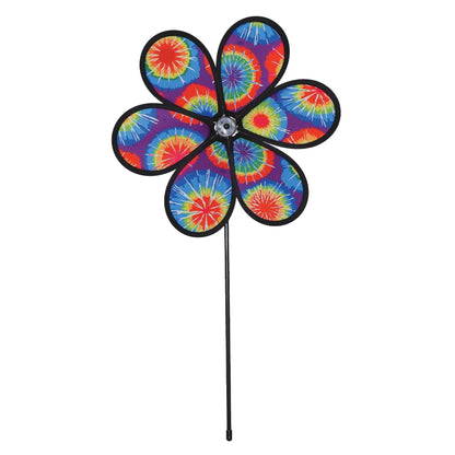 In the Breeze 2887 6-Petal Tie Dye Flower Wind Spinner, 12-Inch Colorful Flower Spinner Decoration for the Yard and Garden