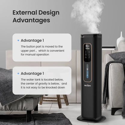 Sejoy Humidifiers for Bedroom Large Room Home.1GAL/8L Top Fill Floor Ultrasonic Humidifiers with 3 Mist Speed,Remote,Quiet Humidification for Plants and Baby Infant,Black