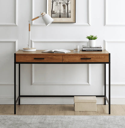 Caffoz Home Office 2-drawer Writing Desk Oak Brown
