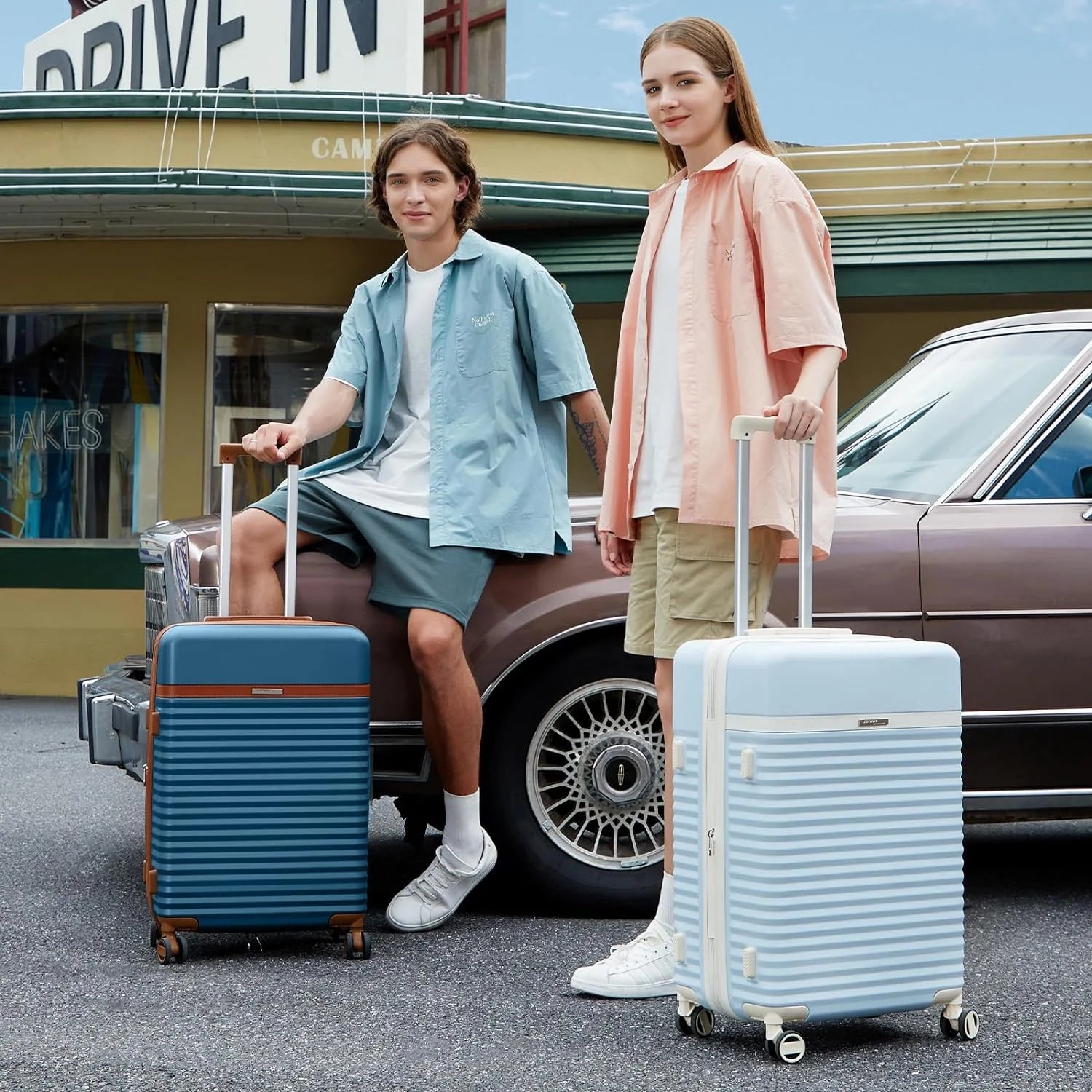 Joyway 24in Expandable Checked Luggage with ABS Hard Luggage with Double Swivel Wheels TSA Lock