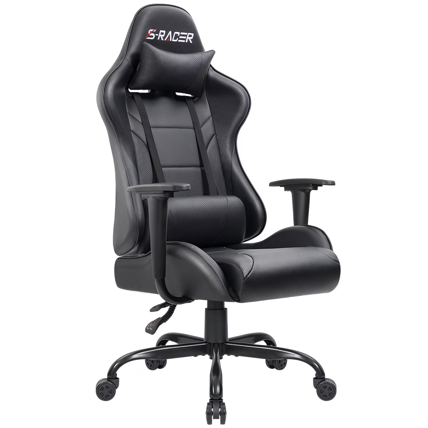 Lacoo Gaming Chair in Home Office PU Leather Reclining Gaming Chair Adjustable Adjustable Headrest and Lumbar Pillow, Red