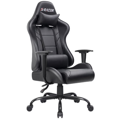 Lacoo Gaming Chair in Home Office PU Leather Reclining Gaming Chair Adjustable Adjustable Headrest and Lumbar Pillow, Red