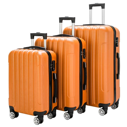 3-in-1 Multifunctional Large Capacity Traveling Storage Suitcase, Luggage Set ABS Suitcase 3 Piece Set with TSA Lock Spinner Wheels 20" 24" 28", 3-in-1 Orange Luggage