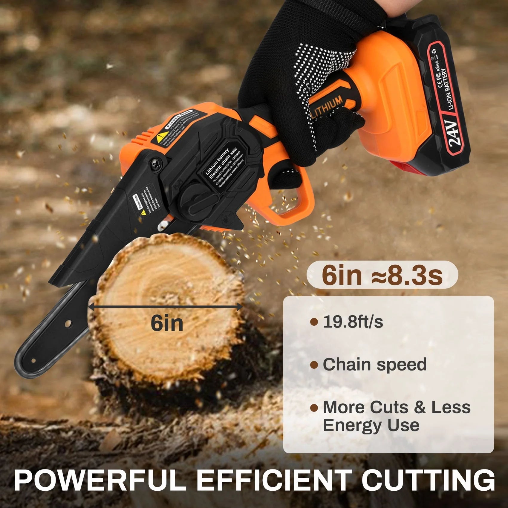 Monkemon 6" Mini Chainsaw, Battery Powered Chain Saws 6-inch, Rechargeable, Electric Mini Chainsaw with 2 Batteries 2 Chains for Pruning Trees Wood Cutting Logging