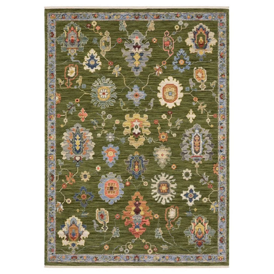 Oriental Weavers Lucca Wool Blend Area Rug - 2863E - 5'3" x 7'6" - in Green/Multi - Vintage Inspired, Wool Blend, Bedroom, Office Rug