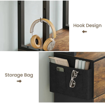 2 Drawer File Cabinet with Lock& Storage Bag,Rustic Home Office Filing Cabinets with Adjustable Storage Shelf,Brown