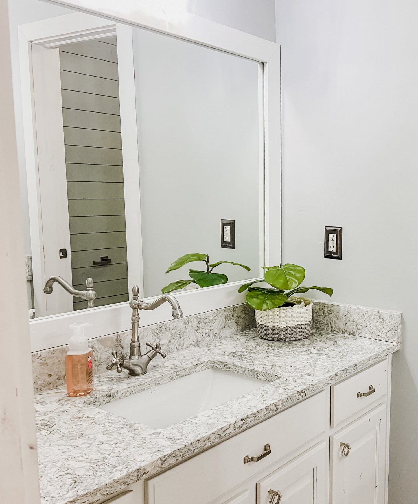 Pendleton Rustic White Framed Wall Mirror, Rectangular Vanity Mirror, Multiple Sizes