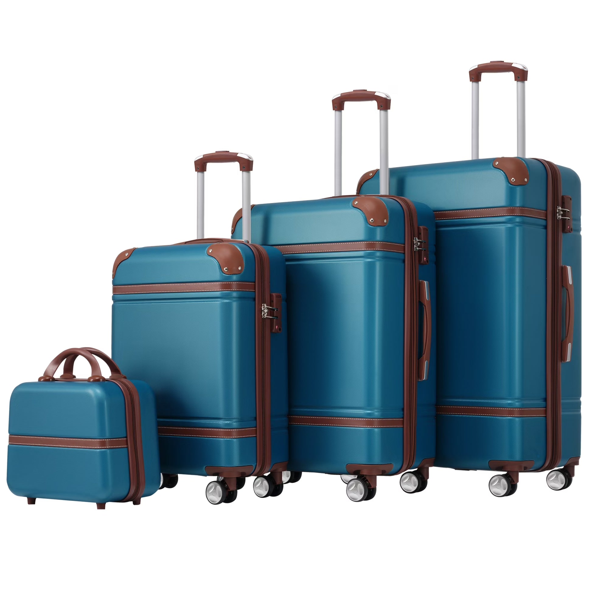 DUOSONG Hardshell Luggage Sets 4 Pieces 20"+24"+28" Luggages And Cosmetic Case Spinner Suitcase With Tsa Lock Lightweight White ABS Travel Luggage Hard Case