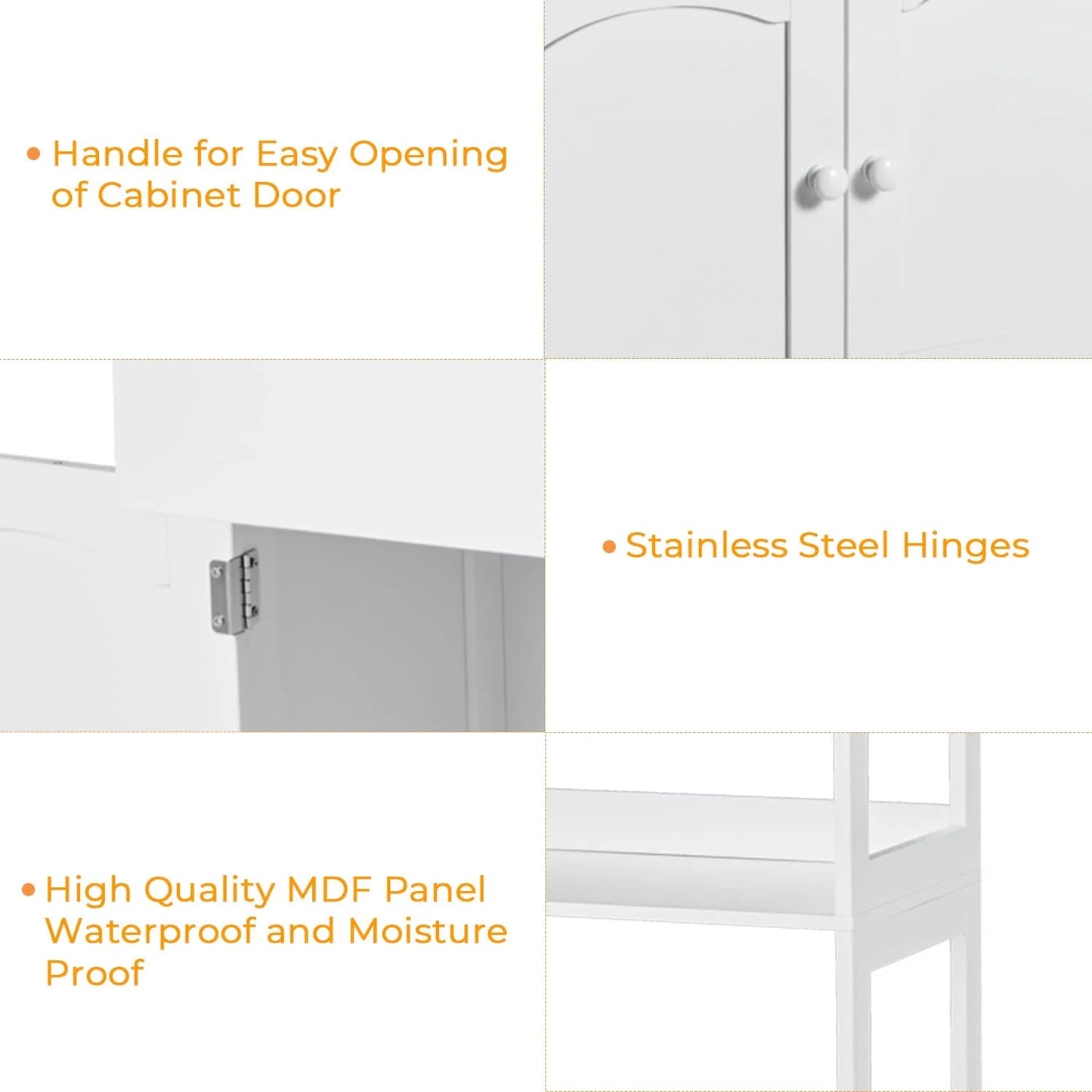 Kitchen Sideboard Pantry Cabinet Tall Freestanding Storage Cabinets with Shelves and Drawer for Bathroom Home Office, White