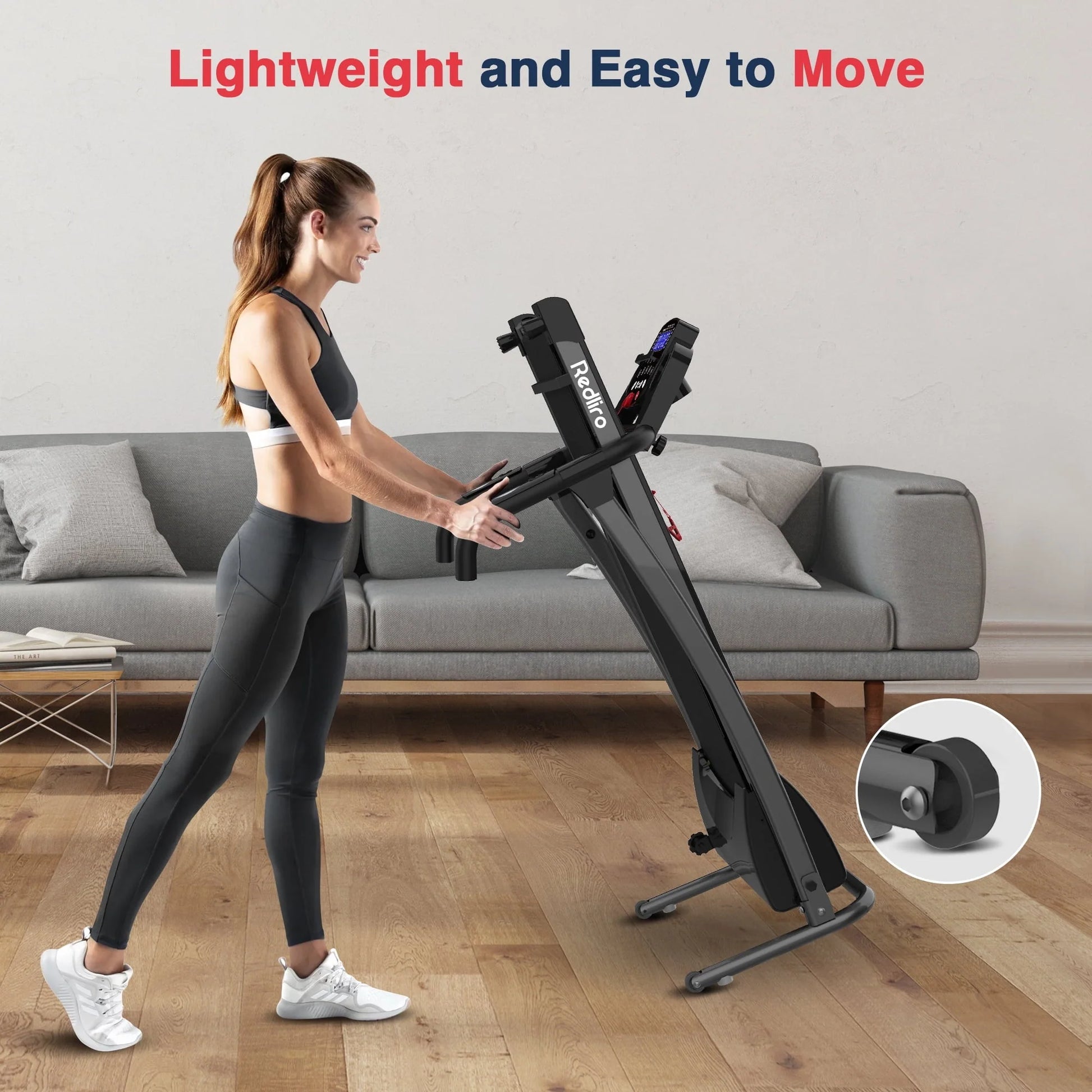 Redliro Portable Folding Treadmill Incline Manual 220LBS Electric Walking Running Machine Home Office