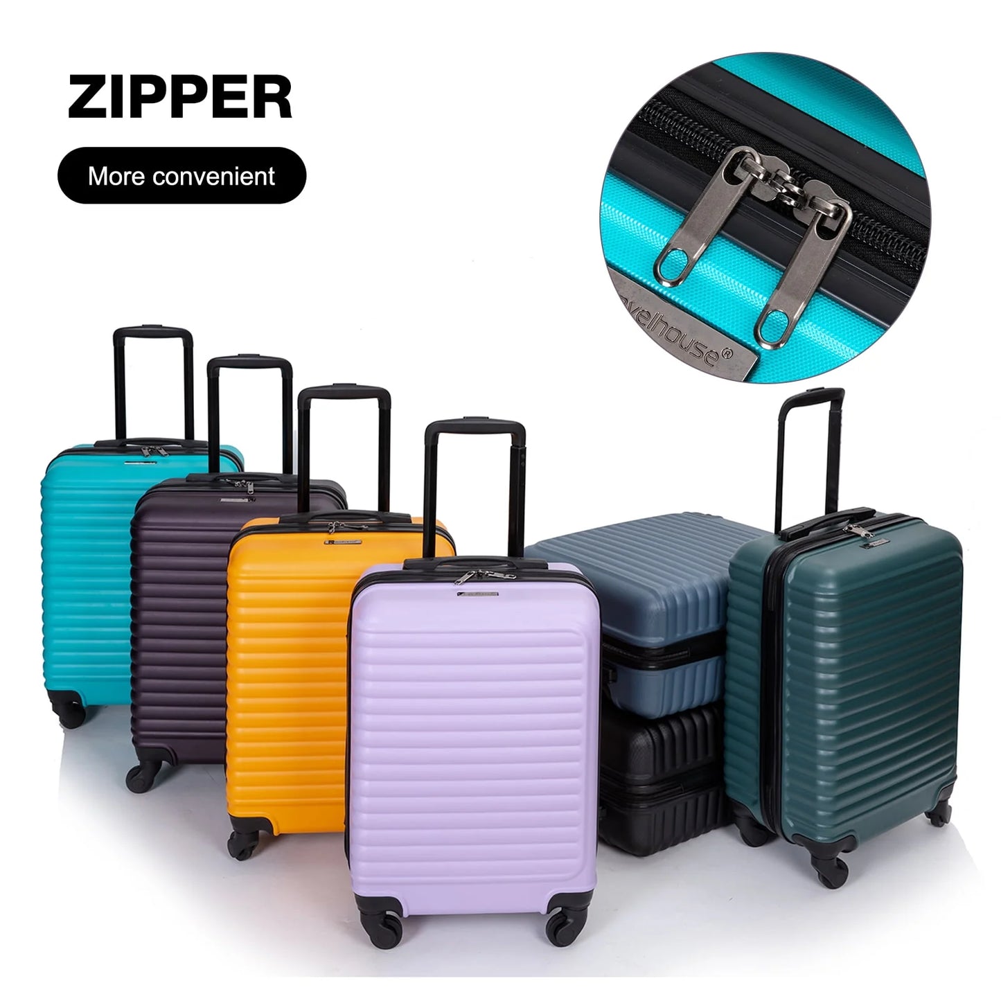 Travelhouse Underseat Hardshell Carry On Luggage 20" Lightweight Hardside Suitcase With Silent Spinner Wheels.(Light Blue)