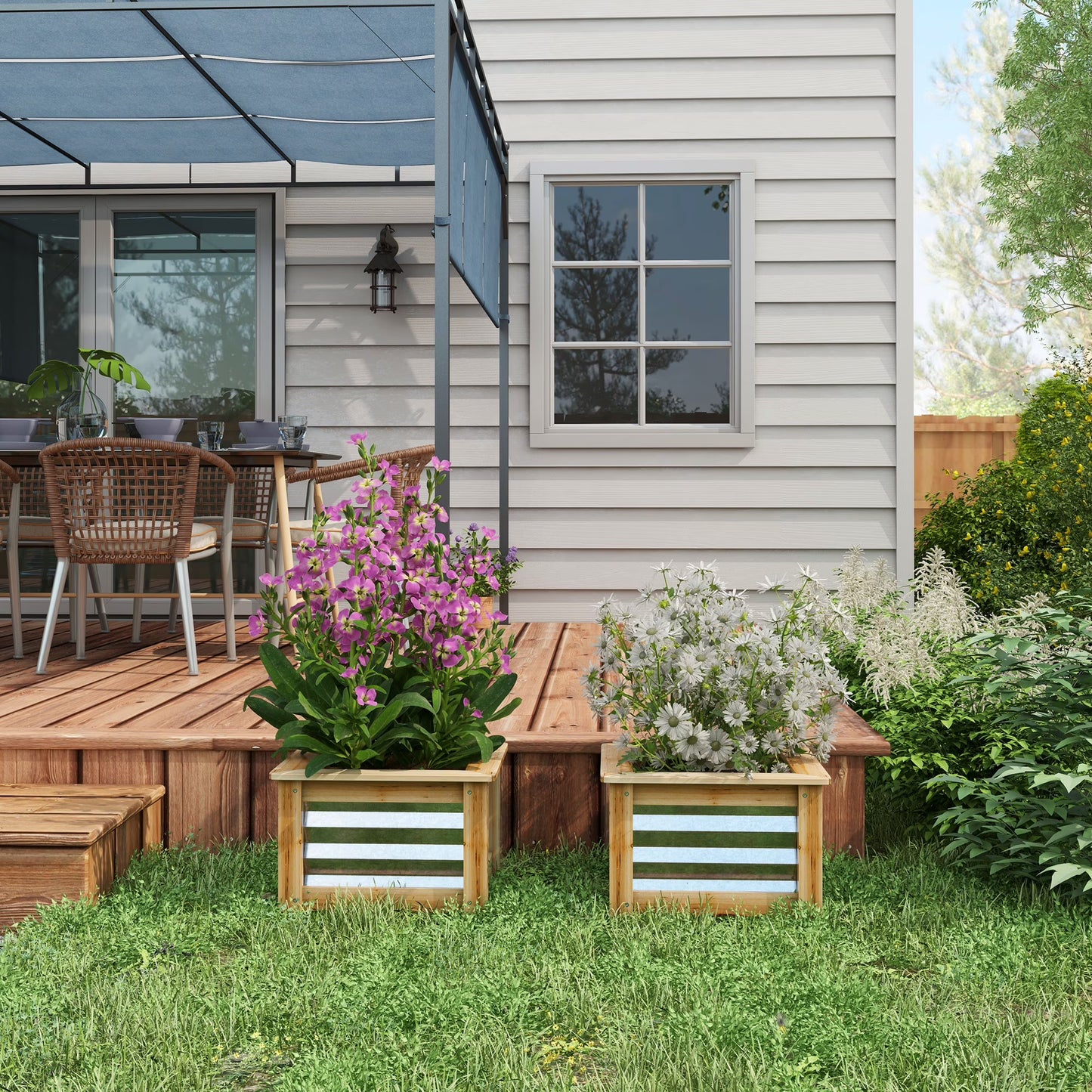 DUOSONG Outsunny Patio Garden Bench Arbor Arch With Pergola And 2 Trellises, 3 Seat Natural Wooden Outdoor Bench For Grape Vines & Climbing Plants, Backyard Decor, Natural Natural Wood Garden &