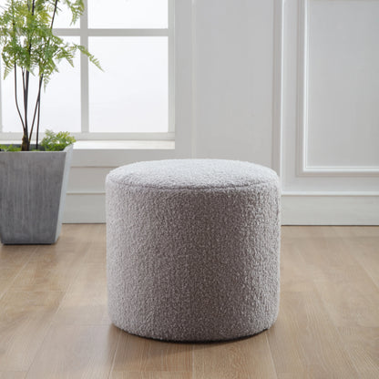 Wovenbyrd Round Pouf Ottoman with Foam Core, Gray - Perfect for Living Room or Bedroom